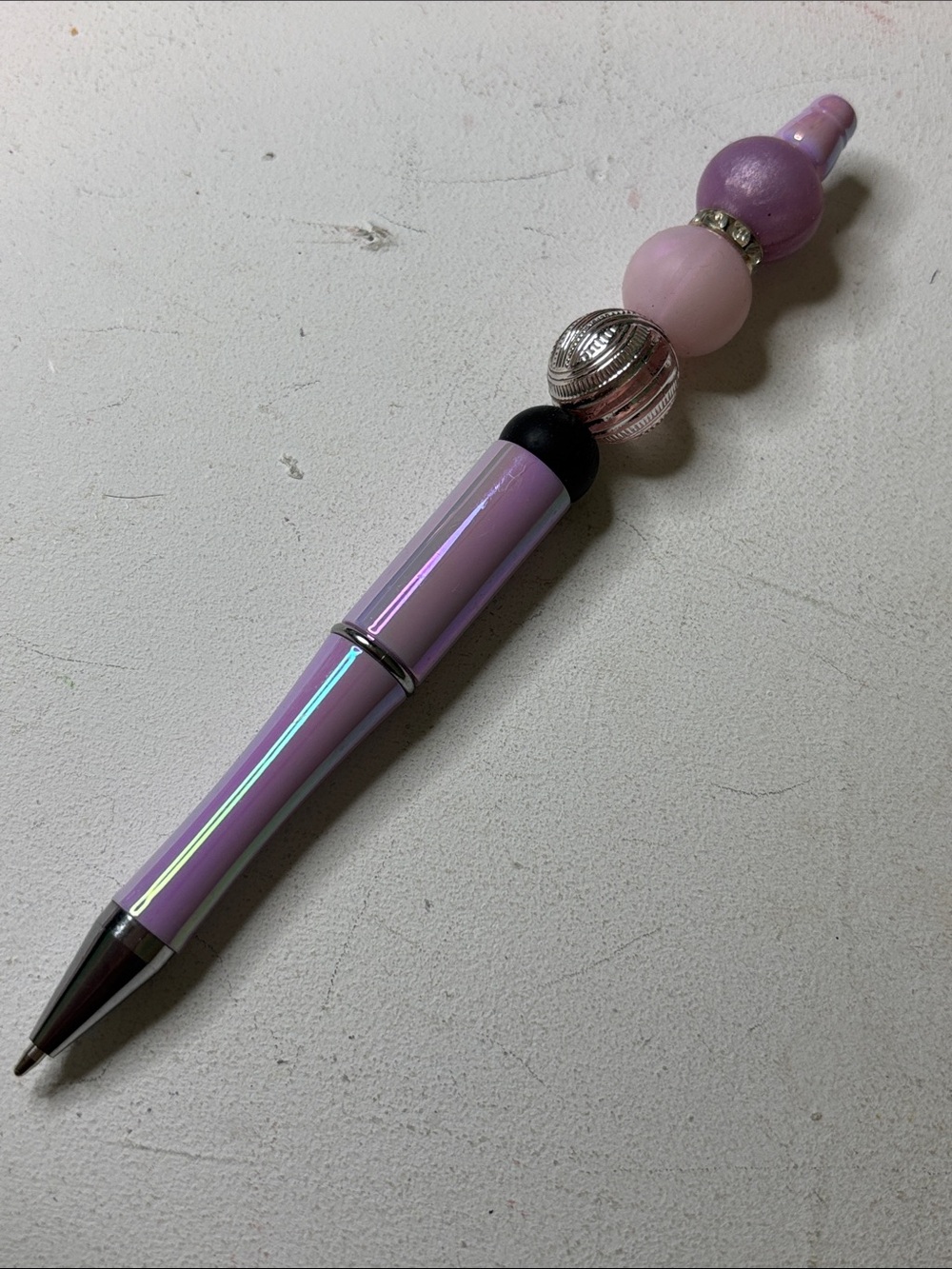 Purple Beaded Ballpoint Pen - Decorative Home Office Pen